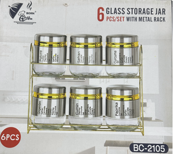 Born Chef 6 Glass Storage Jar Set BC-2105 - Box Packaging