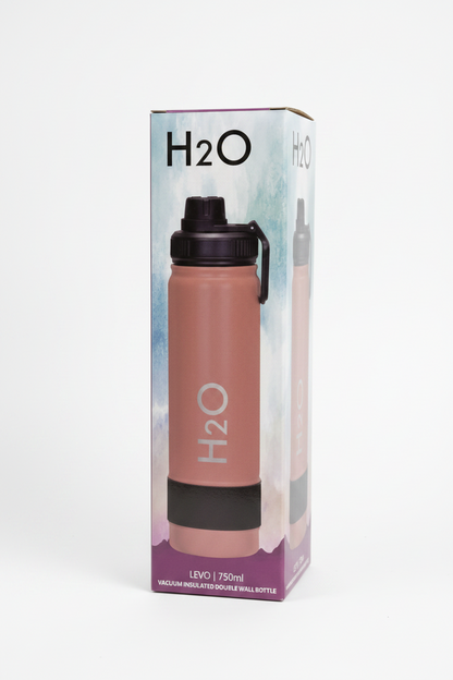 H2O LEVO 750ml vacuum insulated double wall bottle - product box packaging