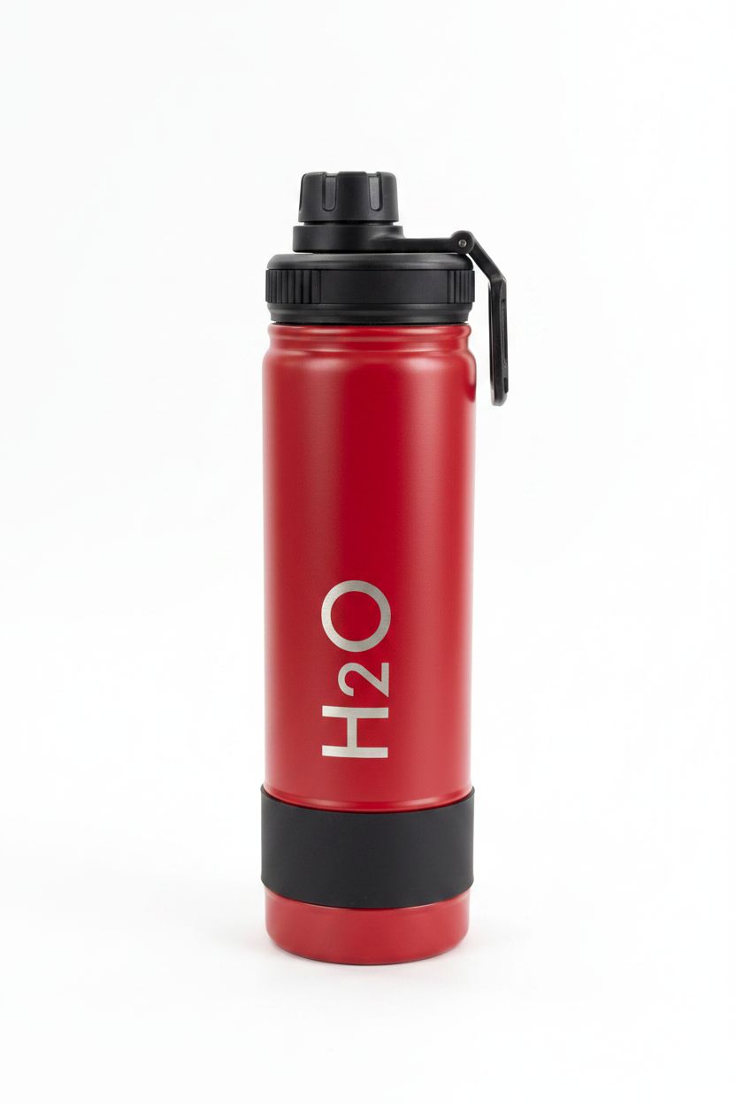 H2O LEVO 750ml Vacuum Insulated Double Wall Stainless Steel Water Bottle | Red