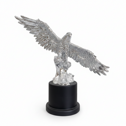 Silver Eagle Figurine on Black Base - Luxury Home Decor Showpiece