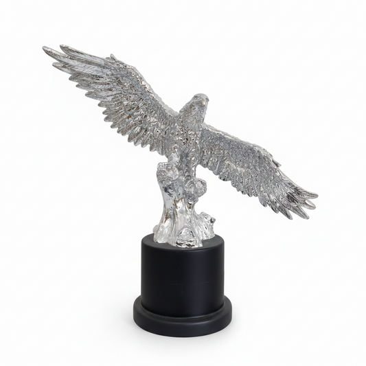 Silver Eagle Figurine on Black Base - Luxury Home Decor Showpiece