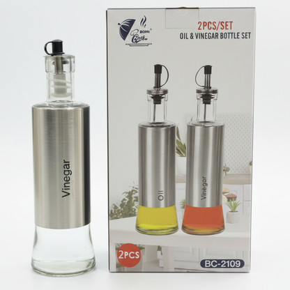Oil & Vinegar Bottle Set | Stainless Steel |
