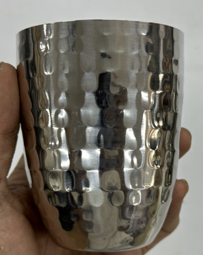 Hammered Stainless Steel Thali Set – 8 Piece Indian Dinner Set