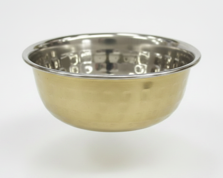 Sanjeev Kapoor by Awkenox 8 Pcs Premium Stainless Steel Thali Set – Gold Hammered Finish Dinnerware