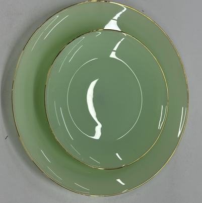 33 Pcs Dinner Set with Gold Line | Mint Green Ceramic | Premium Tableware