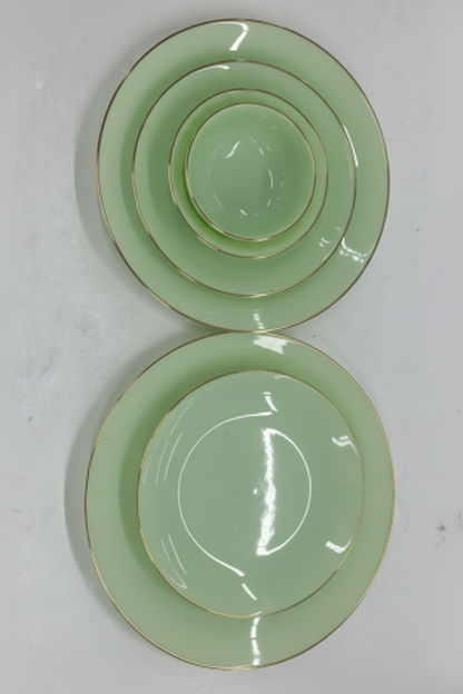 33 Pcs Dinner Set with Gold Line | Mint Green Ceramic | Premium Tableware
