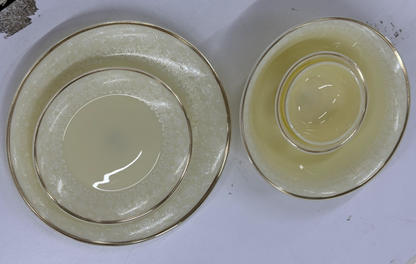 33 Pcs Ivory Ceramic Dinner Set | Gold Rim | Premium Bone China Style Tableware