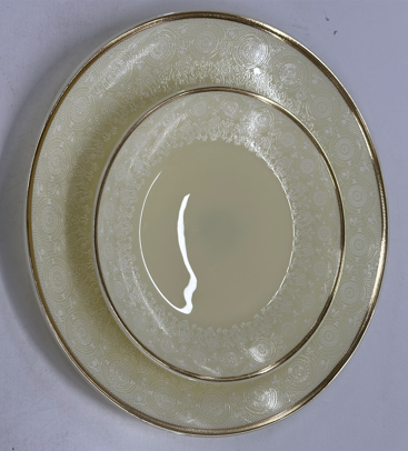 33 Pcs Ivory Ceramic Dinner Set | Gold Rim | Premium Bone China Style Tableware