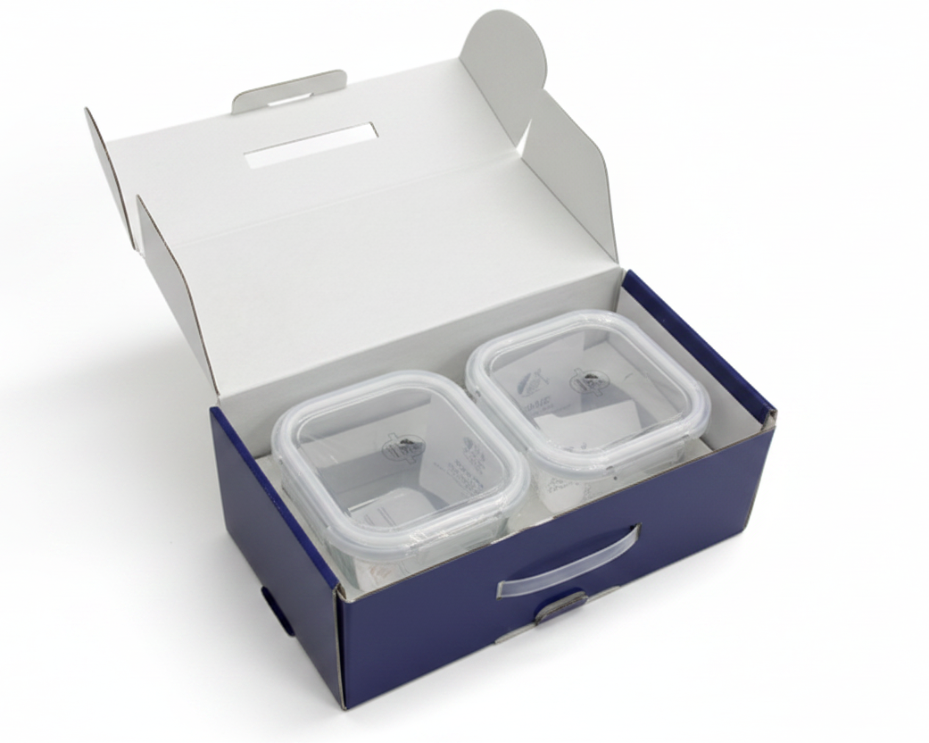 Born Chef Glassware Parka Series Square Container Set 2Pcs 1000ml