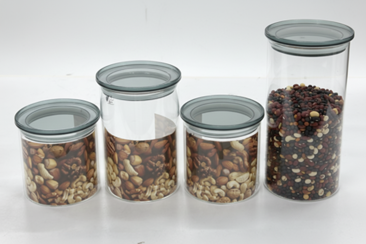 Born Chef Glassware 4 PCS High Borosilicate Glass Jar Set 685ml+1050ml+1050ml+1400ml