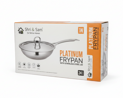 Shri & Sam Platinum Frypan 24cm | Stainless Steel Lid | Induction Compatible