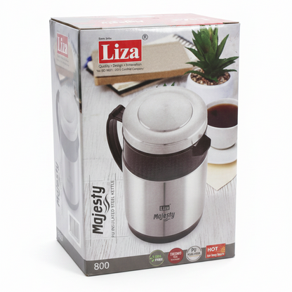 Liza Majesty 800ml PU Insulated Stainless Steel Kettle | Keeps Hot 6-8 Hours | Tea & Coffee