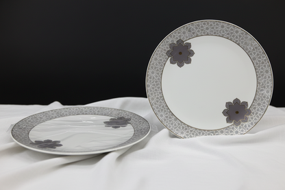 Premium Ceramic Dinner Plate Set Grey Clover Design - plates comparison