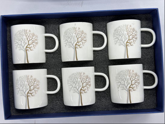 BORN Chef White Tree Mug Set of 6 in Gift Box Original