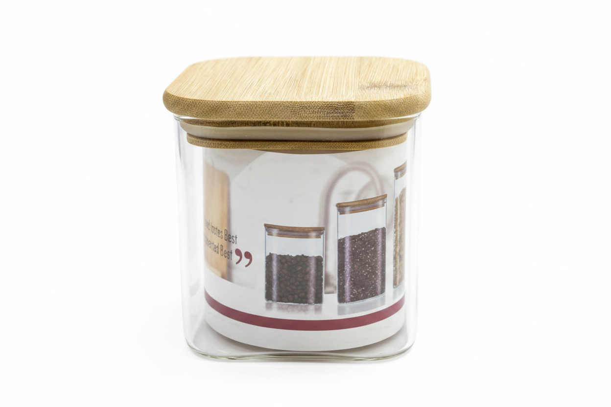 Sanjeev Kapoor Premium Houseware - DELIGHT 750ml High Borosilicate Square Jar with Bamboo Lid