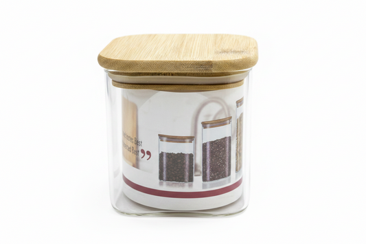 Sanjeev Kapoor Premium Houseware - DELIGHT 750ml High Borosilicate Square Jar with Bamboo Lid