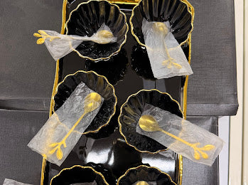 Premium Black & Gold Decorative Bowl Set – Matte Finish | Gift Ready