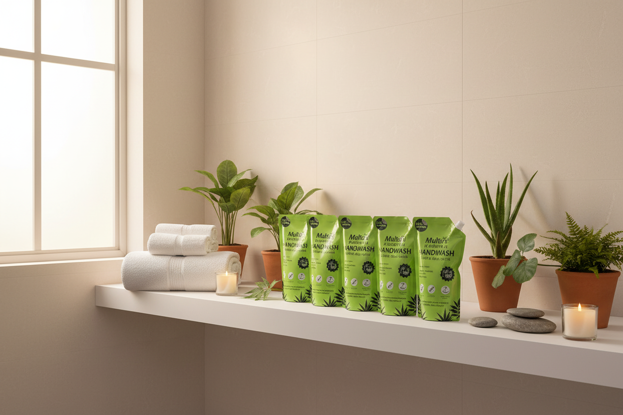 Bathroom Shelf Display – Handwash Pouches