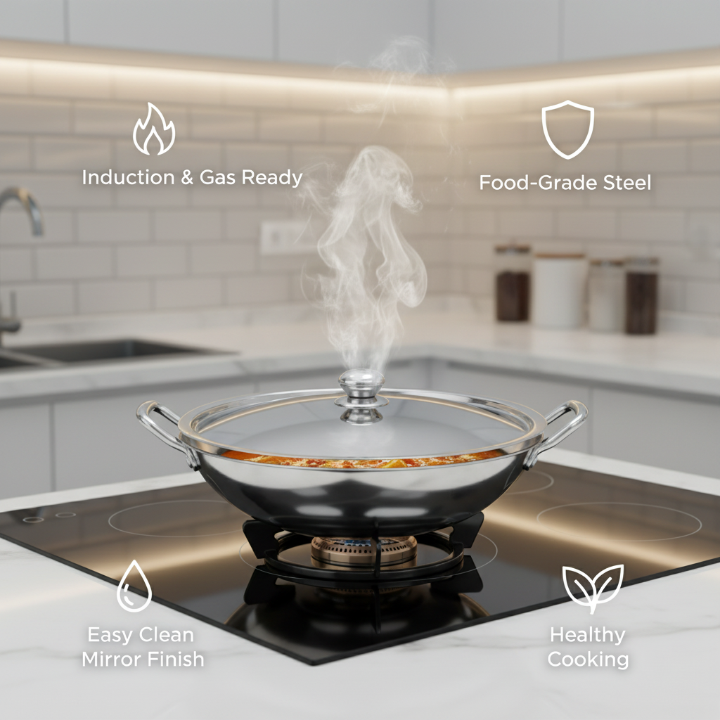 Born Chef Stainless Steel Kadai – Cooking in Action