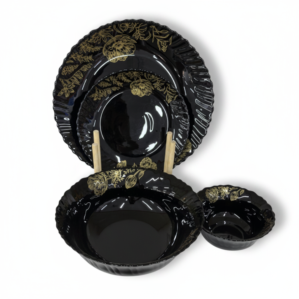 Black Glassware Set - Clean White Background