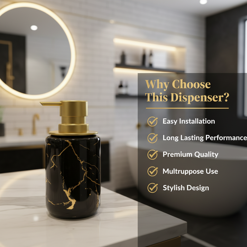 Black Marble Gold Soap Dispenser - Benefits Image