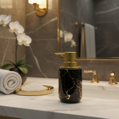 Black Marble Gold Soap Dispenser - Lifestyle Image