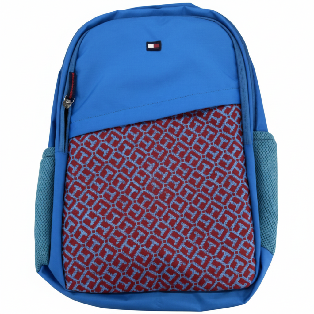 Blue TH Monogram Backpack White Background