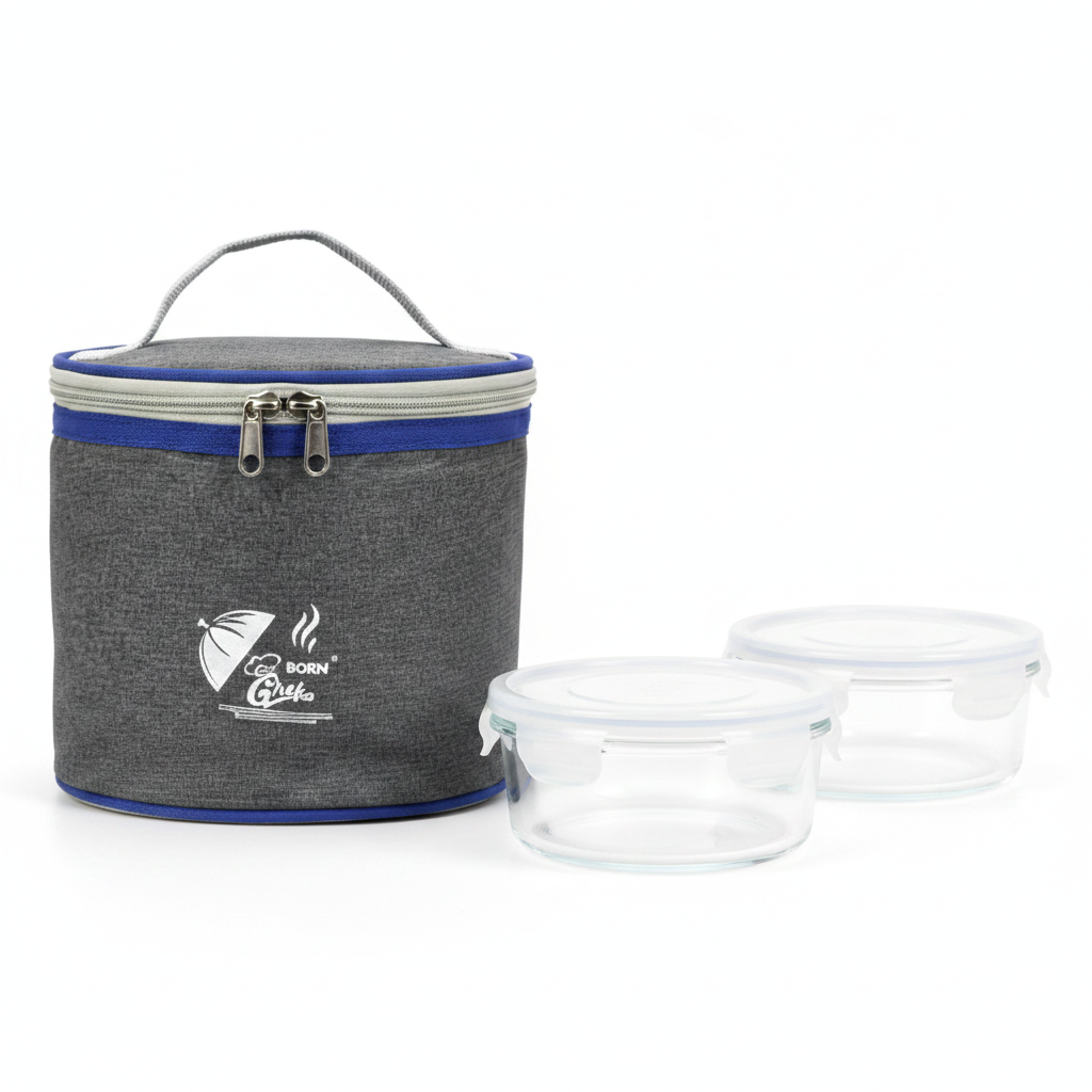 Born Chef 2 PC Lunch Box Set with Insulation Bag