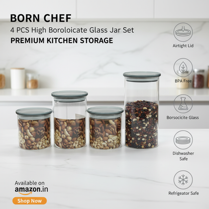 Born Chef BC-2057 Glass Jar Set - Benefits Infographic