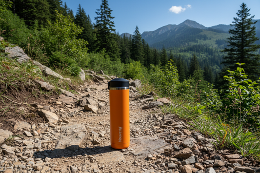 Bottle on mountain hiking trail