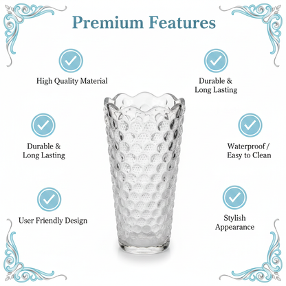 Crystal Glass Vase - Premium Features Infographic