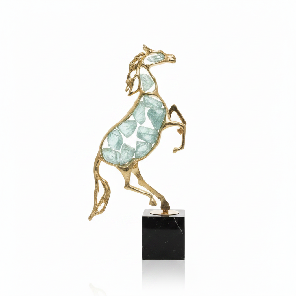 Gold Crystal Horse - Left Side