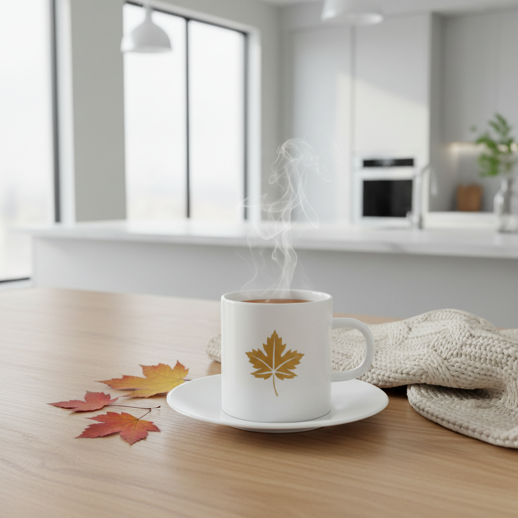 Gold Maple Leaf Mug Lifestyle