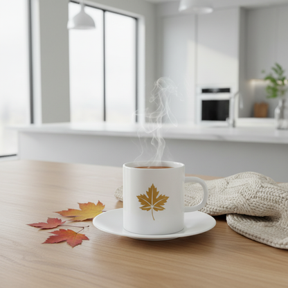 Gold Maple Leaf Mug Lifestyle