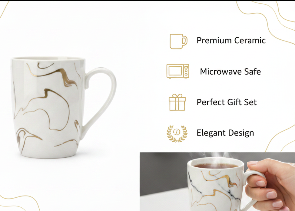 Gold Marble Mug Benefits Infographic