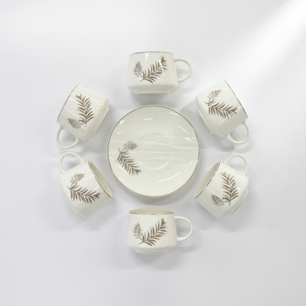 Golden Fern Ceramic Cup Set