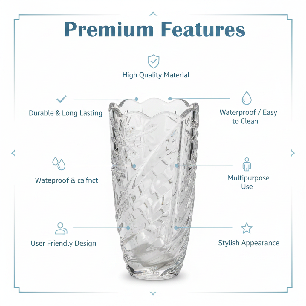 Lang Xu Floral Cut Glass Vase – Premium Features Infographic