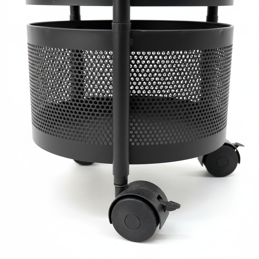 3-Tier Rolling Trolley - Close-up Mesh & Wheels