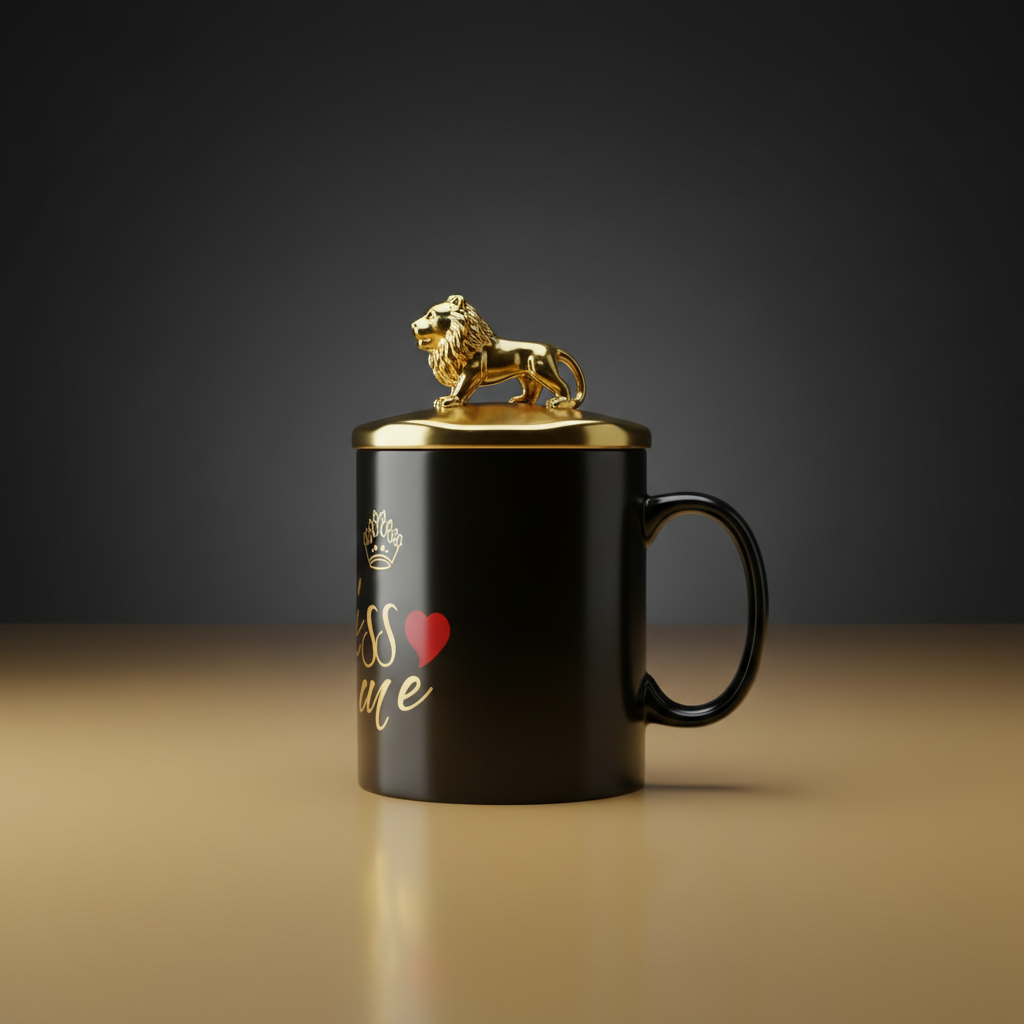 Kiss Me Mug - Side Angle with Lid Detail