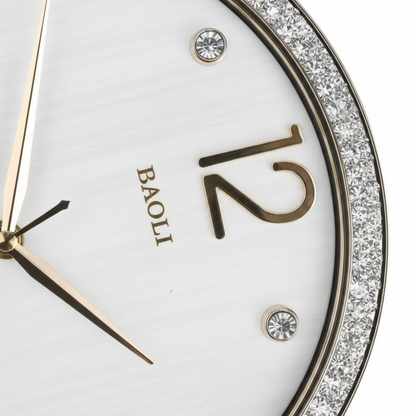 Baoli Round Wall Clock - Crystal Border Close-up