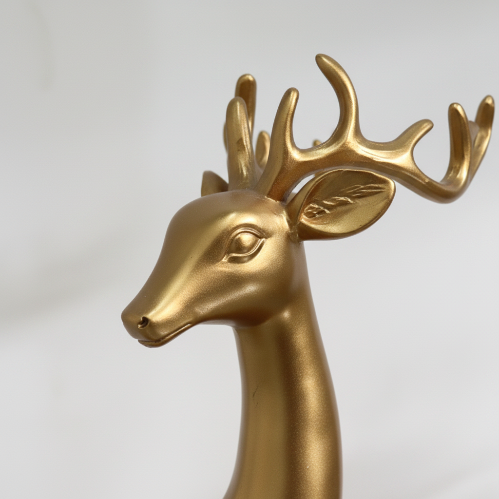 Gold Deer Family Figurine - Close-up Detail