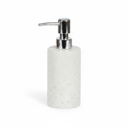 White Speckled Soap Dispenser - 3/4 Right Elevated
