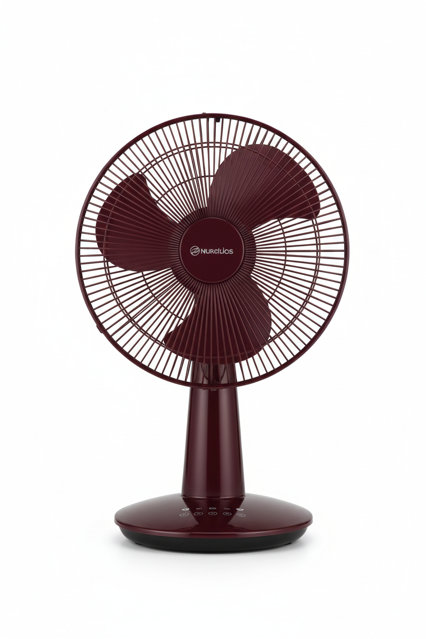 Table Fan Maroon - White Background Clean Shot