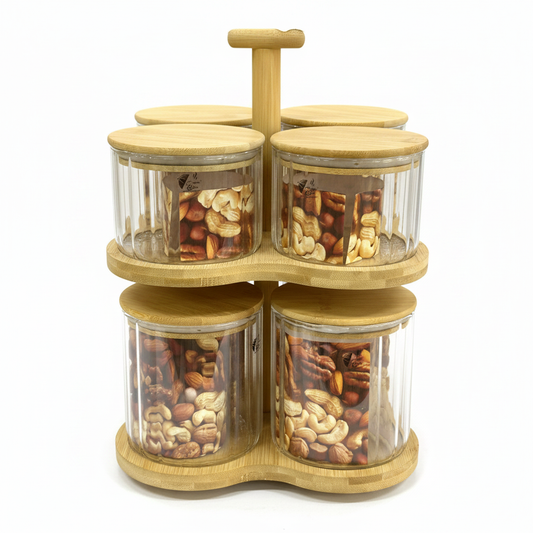 Bamboo Rotating Organizer - White Background Full View