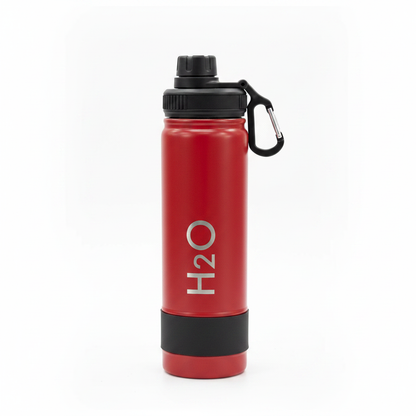 H2O LEVO 750ml red bottle - white background product shot