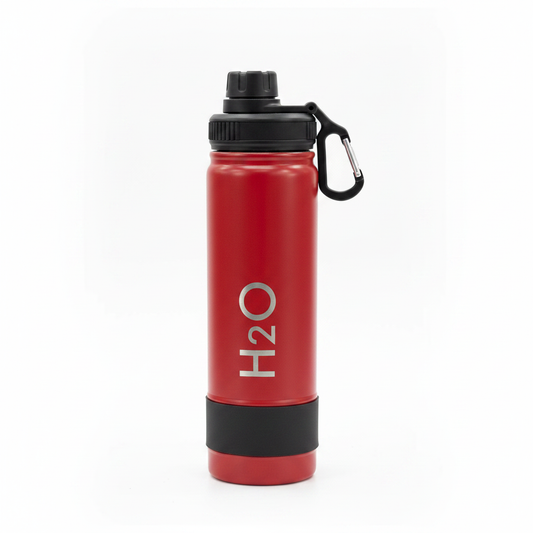 H2O LEVO 750ml red bottle - white background product shot