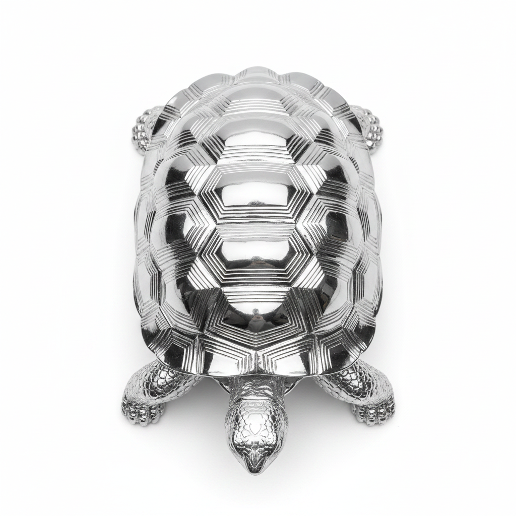 Silver Tortoise Figurine - Top View