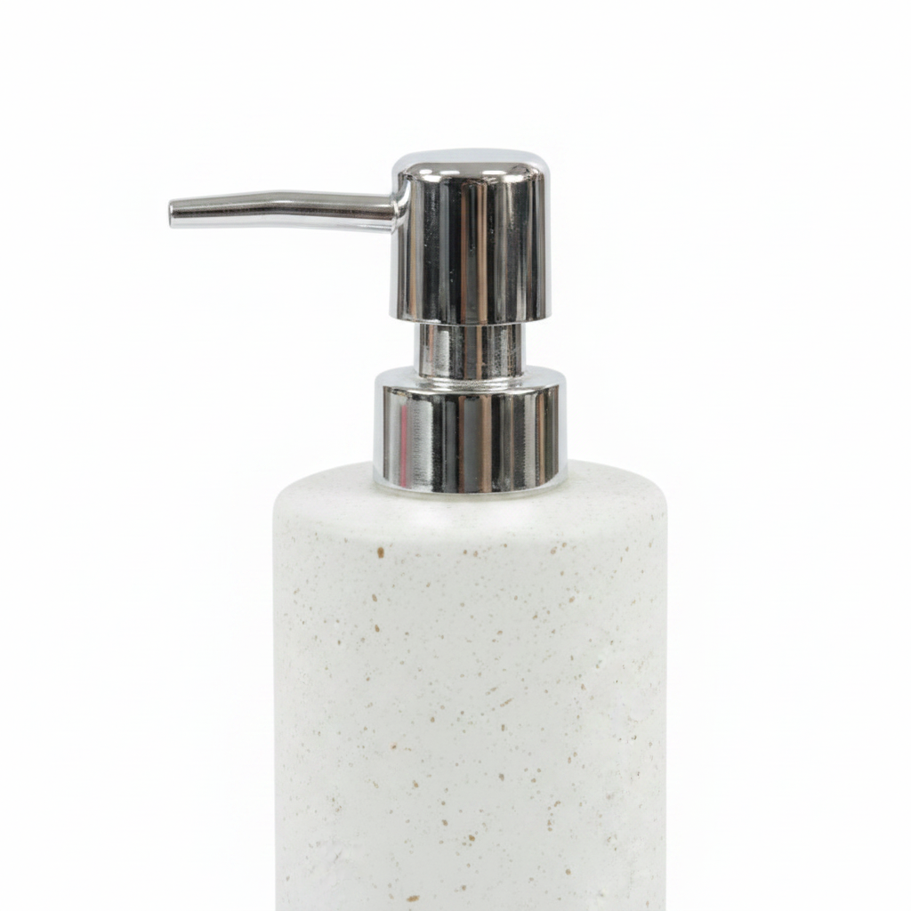 White Speckled Soap Dispenser - Close-up Detail