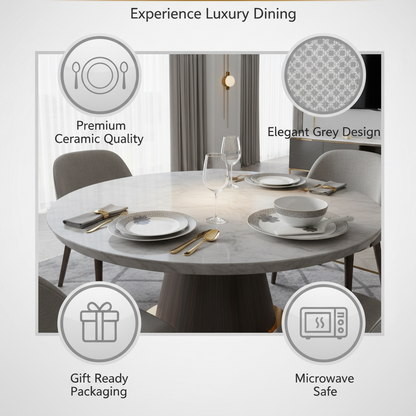 Premium Ceramic 8 Pcs Cake Plate Set Grey Clover - Benefits Infographic