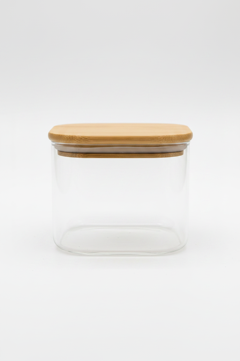 Born Chef Square Glass Jar - Side Profile Clean
